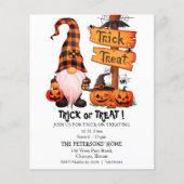 Budget Trick or treat Schattigee Gnome Uitnodiging (Voorkant)
