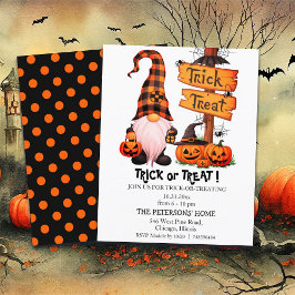 Budget Trick or treat Schattigee Gnome Uitnodiging