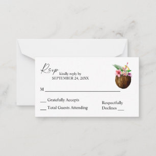 Budget Tropica Hawaiian Coconut 2SM No Meal RSVP Notitiekaartje