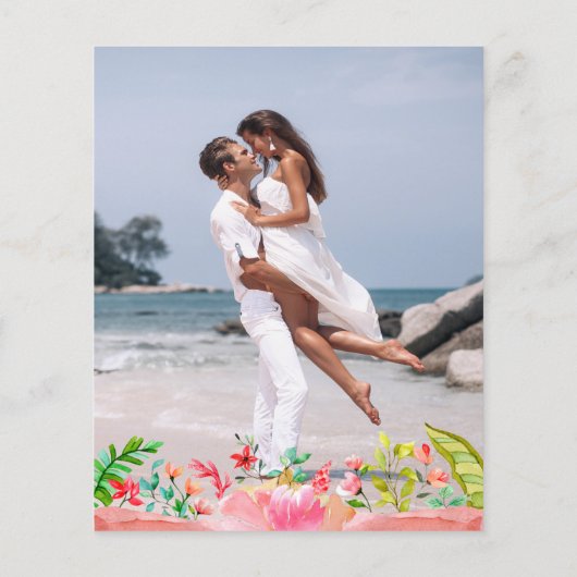 Budget Tropical Beach Kalligrafie Save the Date (Achterkant)