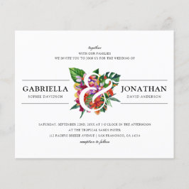 Budget Tropical Bouquet Modern Typography Wedding