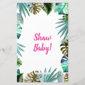 Budget Tropical Flamingo Baby shower Invitation (Achterkant)