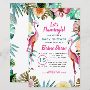 Budget Tropical Flamingo Baby shower Invitation