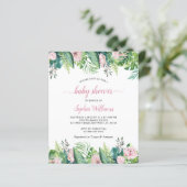 Budget Tropical Flowers Baby shower Invitation (Staand voorkant)