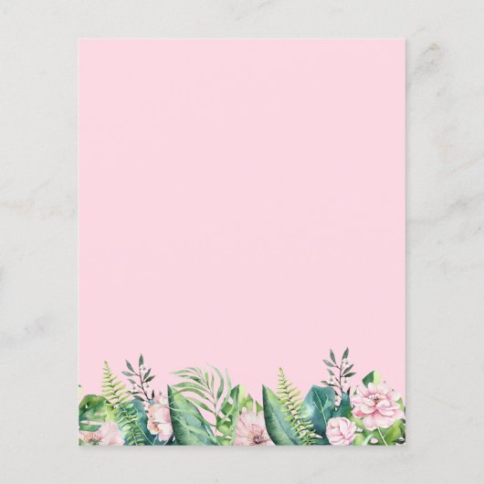 Budget Tropical Flowers Baby shower Invitation (Achterkant)