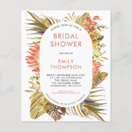 Budget Tropical Foliage Bridal Shower Uitnodiging