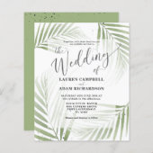 Budget Tropical Foliage Green Wedding Invitation (Voorkant / Achterkant)