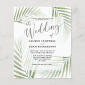 Budget Tropical Foliage Green Wedding Invitation (Voorkant)