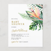Budget Tropical Greenery Baby Shower Invitation (Voorkant)