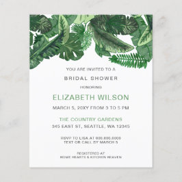 Budget Tropical Greenery Bridal Shower Uitnodiging