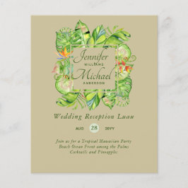 Budget Tropical Leaves Luau Wedding Reception Invi