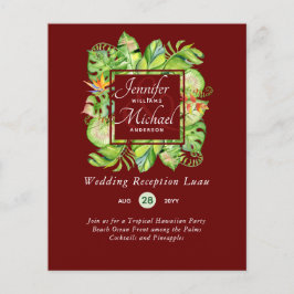 Budget Tropical Leaves Luau Wedding Reception Invi