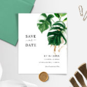 Budget Tropical Leaves Modern SAVE THE DATE Uitnod