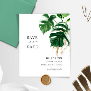 Budget Tropical Leaves Modern SAVE THE DATE Uitnod