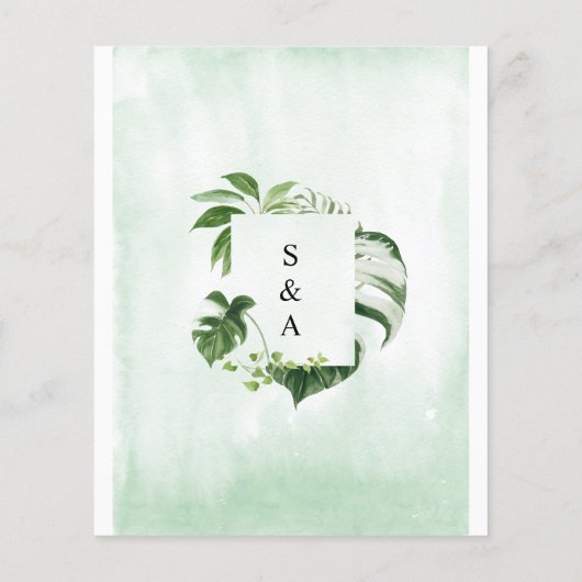 Budget Tropical Leaves Modern SAVE THE DATE Uitnod (Achterkant)