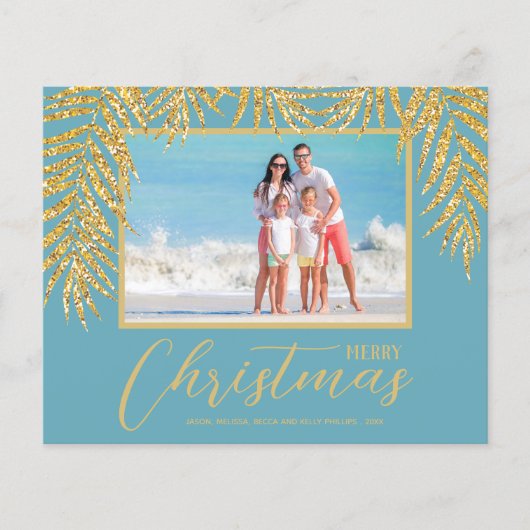 Budget Tropical Merry kerstfoto Kaart (Voorkant)