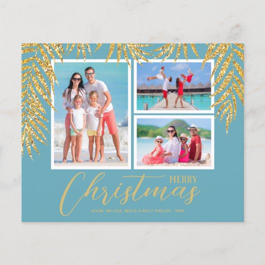 Budget Tropical Merry kerstfoto Kaart (Voorkant)