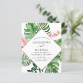 Budget Tropical Palm Geometric Wedding Uitnodiging (Staand voorkant)