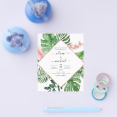 Budget Tropical Palm Geometric Wedding Uitnodiging Flyer (Enkel)
