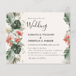 Budget Tropical Palm Greenery Wedding Flyer