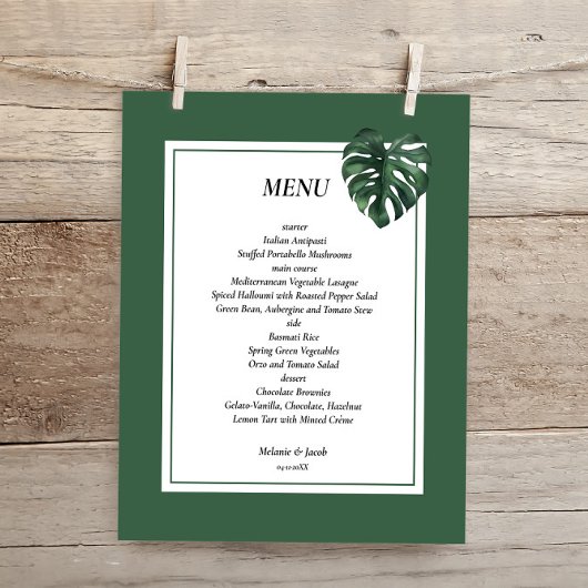 Budget Tropical Palm Leaf bruiloft Menu Flyer