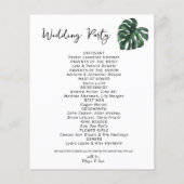 Budget Tropical Palm Leaf Wedding programma (Achterkant)