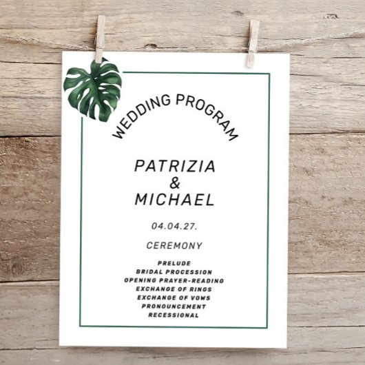 Budget Tropical Palm Leaf Wedding programma