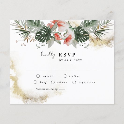 Budget Tropical Palm Wedding RSVP Flyer (Achterkant)