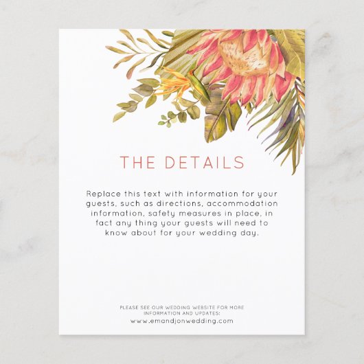 Budget Tropical Wedding Guest - Details Enclosure (Voorkant)