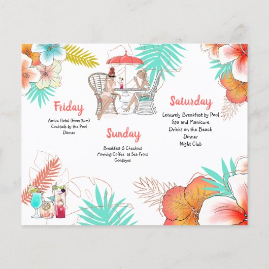 Budget Tropical Weekend Hen Do Invitation (Achterkant)