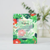 BUDGET Tropisch Blad Bestemming Trouwkaart Uitnodi (Staand voorkant)