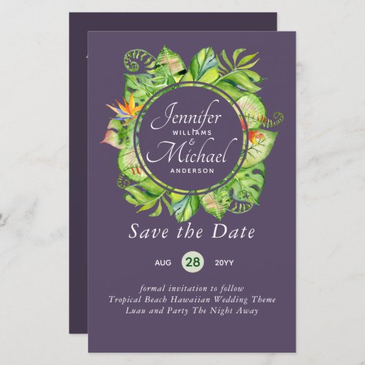 BUDGET Tropisch blad Hawaiaanse Luau Bruiloft (Voorkant / Achterkant)