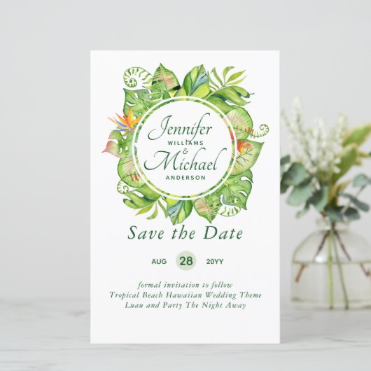 BUDGET Tropisch blad Hawaiaanse Luau Bruiloft (Staand voorkant)