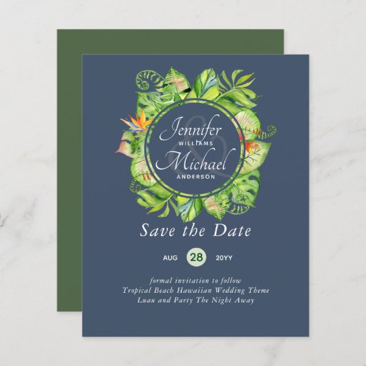 BUDGET Tropisch blad Hawaiaanse Luau Bruiloft (Voorkant / Achterkant)