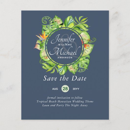 BUDGET Tropisch blad Hawaiaanse Luau Bruiloft (Voorkant)