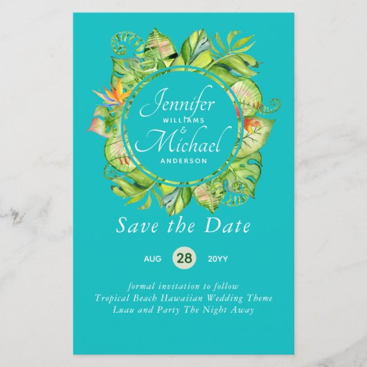 BUDGET Tropisch blad Hawaiaanse Luau Bruiloft (Voorkant)
