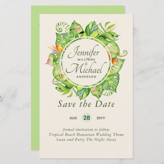 BUDGET Tropisch blad Hawaiaanse Luau Bruiloft (Voorkant / Achterkant)