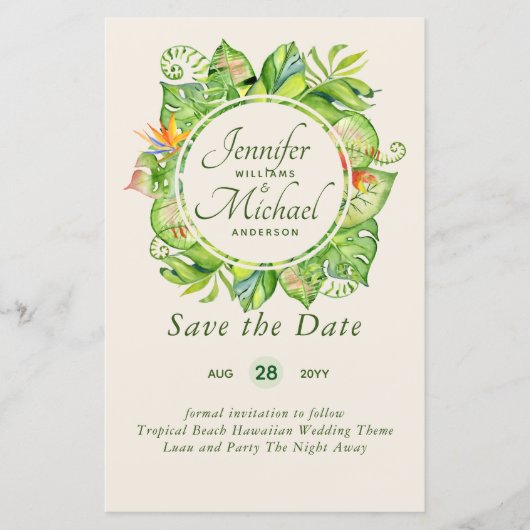 BUDGET Tropisch blad Hawaiaanse Luau Bruiloft (Voorkant)