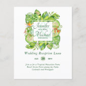 Budget Tropisch Blad Luau Trouwreceptie Uitnodigin (Voorkant)