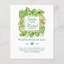 Budget Tropisch Blad Luau Trouwreceptie Uitnodigin