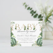 Budget Tropisch Greenery Gold Baby shower per post (Staand voorkant)