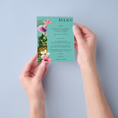 Budget Tropisch Hawaïaans Floral Menu - Blauwgroen (Hand)