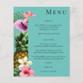Budget Tropisch Hawaïaans Floral Menu - Blauwgroen (Voorkant)