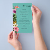 Budget Tropisch Hawaïaans Floral Menu - Blauwgroen (Hand)