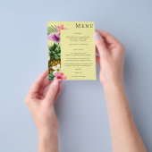 Budget Tropisch Hawaïaans Floral Menu - Geel (Hand)