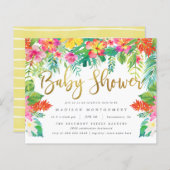 Budget Tropisch Hibiscus Foliage Gold Baby shower (Voorkant / Achterkant)