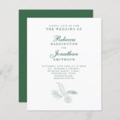 Budget Tropisch Leaf Green Paper Wedding Invite (Voorkant / Achterkant)
