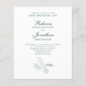 Budget Tropisch Leaf Green Paper Wedding Invite (Voorkant)