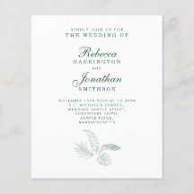Budget Tropisch Leaf Green Paper Wedding Invite