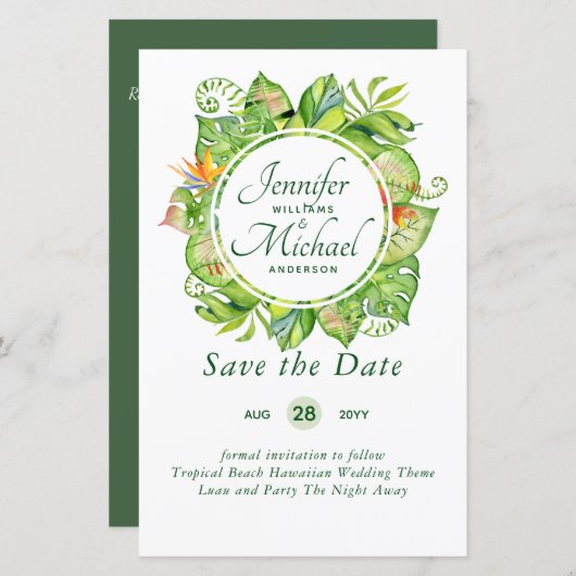 BUDGET Tropisch Leaf Hawaiian Luau Wedding (Voorkant / Achterkant)